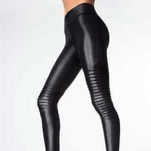 Carbon38 Melrose Moto Leggings Black Shine Sz S